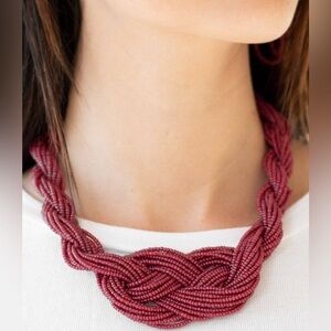 Wine Red Seed Bead Necklace